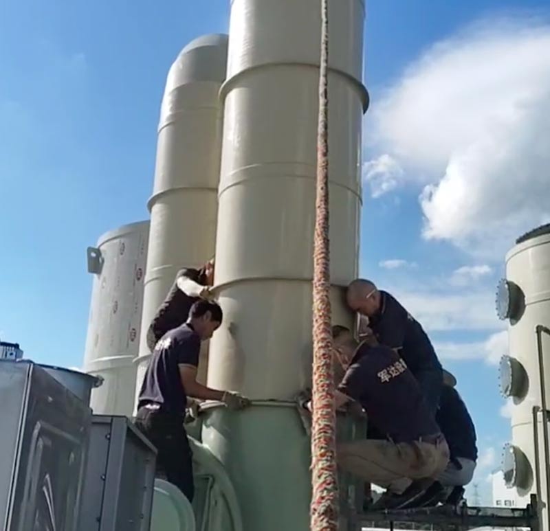 Lắp đặt tháp khí thải cho dây chuyền sản xuất mạ điện Junda